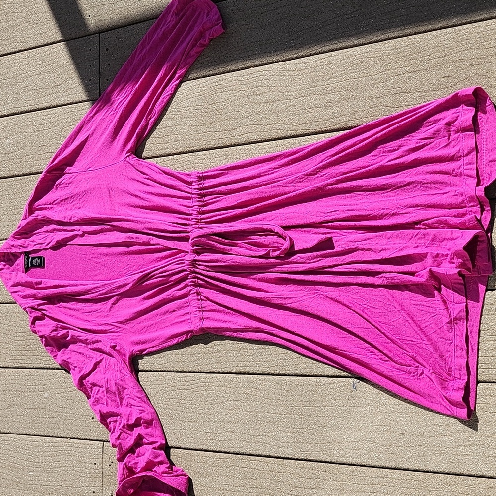 (L) la Lingerie Vibrant Pink Midi Length Robe Cozy Comfy Lounge Intimate Cover